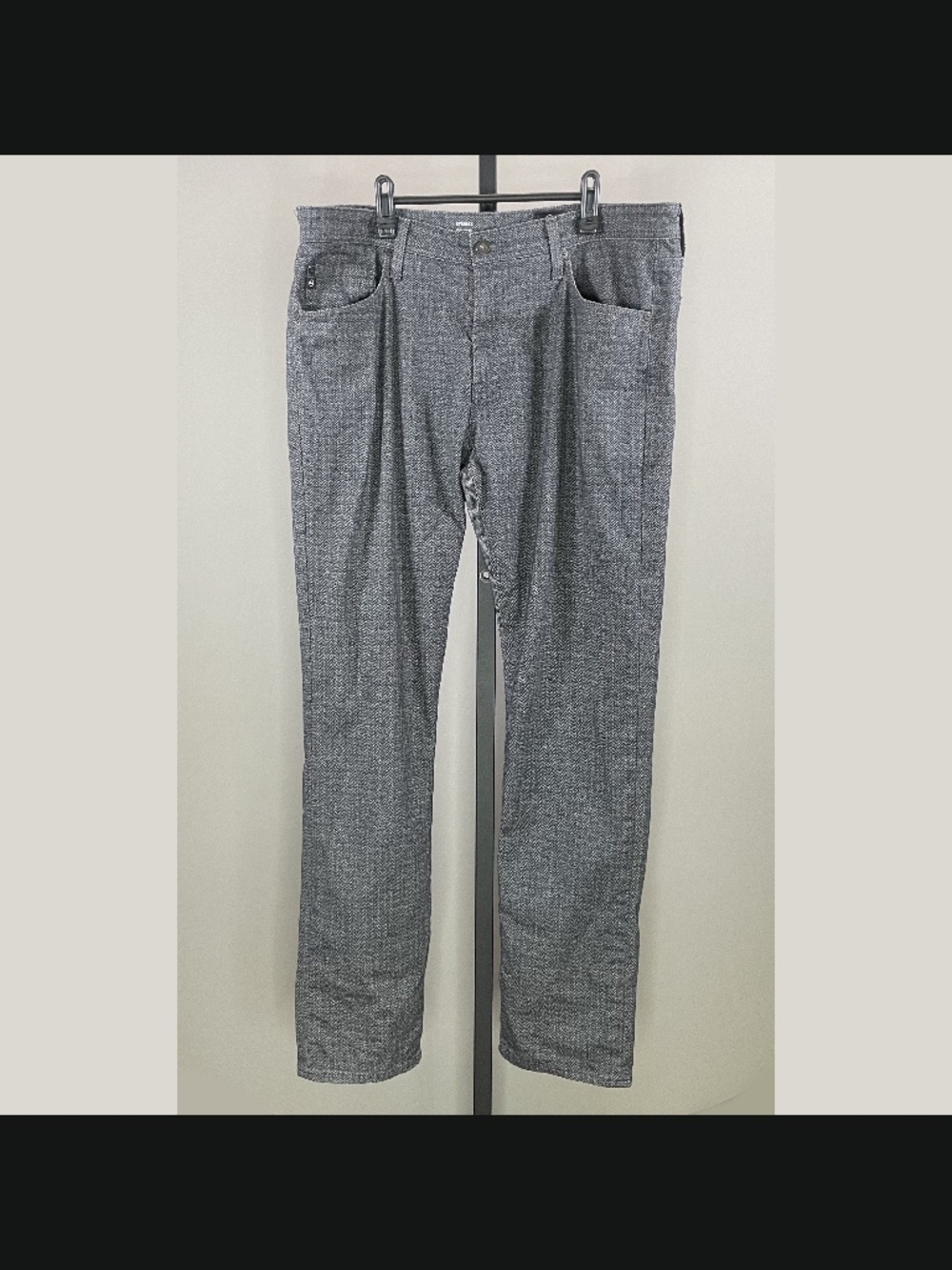 Adriano Goldschmied Pants Mens 36 black gray herringbone Everett straight casual